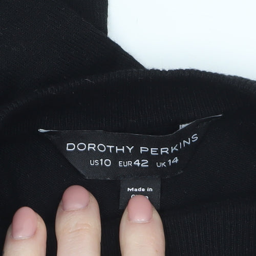 Dorothy Perkins Women's Black Beaded Crew Neck Jumper Size 14