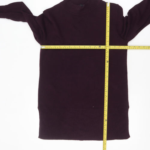 Marks and Spencer Women's Purple Mock Neck Long Sleeve Jumper Size M