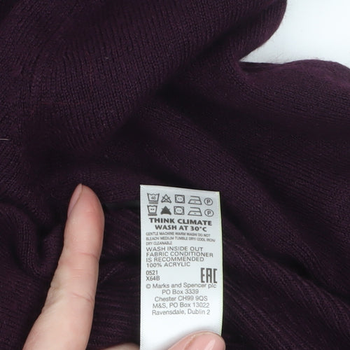 Marks and Spencer Women's Purple Mock Neck Long Sleeve Jumper Size M