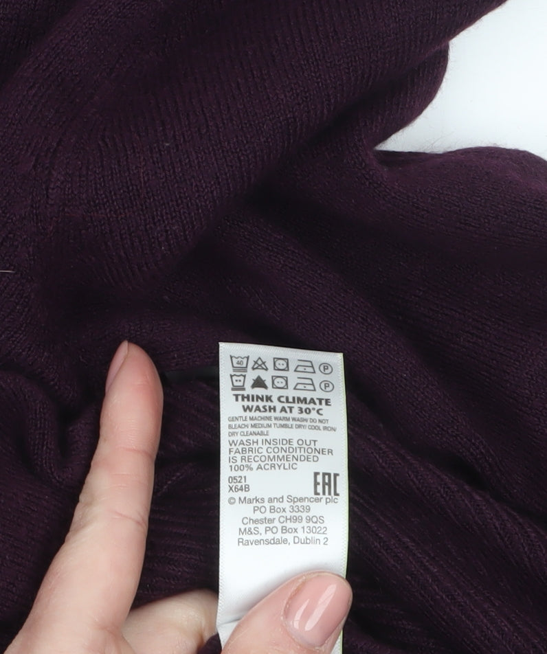 Marks and Spencer Women's Purple Mock Neck Long Sleeve Jumper Size M