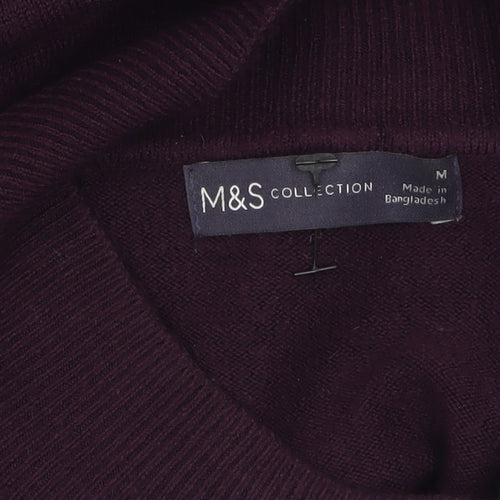 Marks and Spencer Women's Purple Mock Neck Long Sleeve Jumper Size M