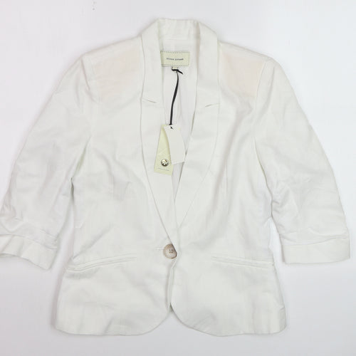 River Island Womens White 3/4 Sleeve Blazer Jacket Size 8