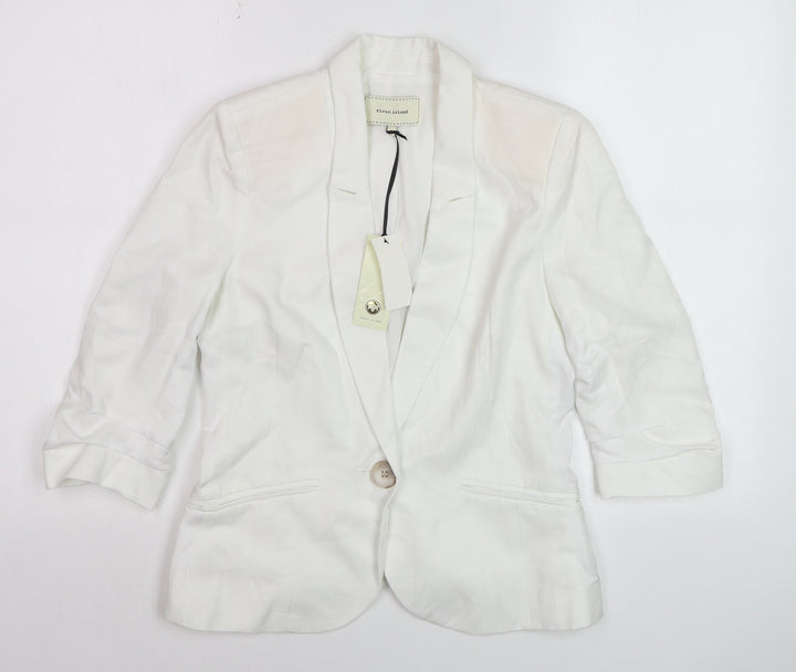 River Island Womens White 3/4 Sleeve Blazer Jacket Size 8