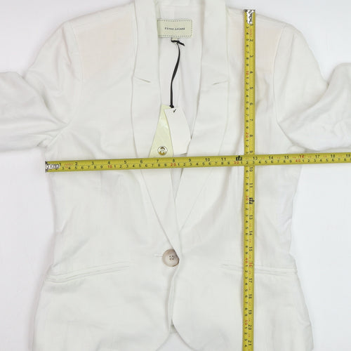 River Island Womens White 3/4 Sleeve Blazer Jacket Size 8