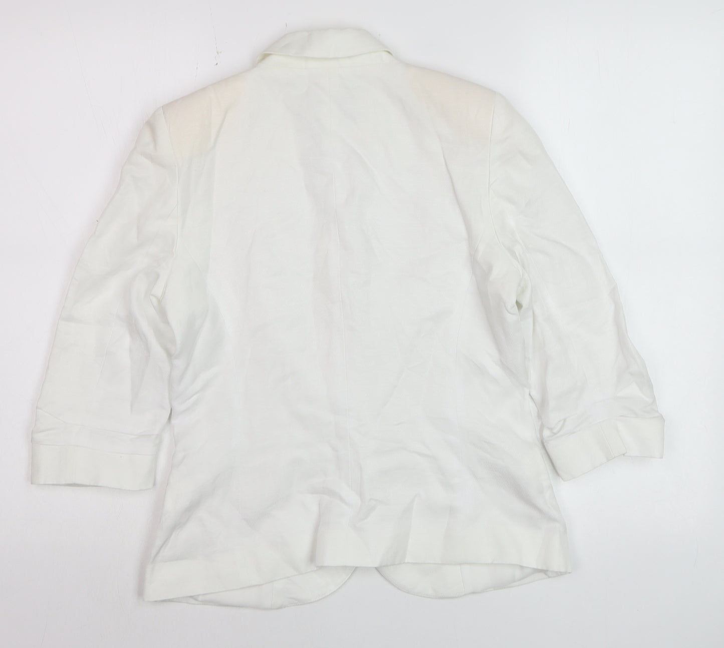 River Island Womens White 3/4 Sleeve Blazer Jacket Size 8