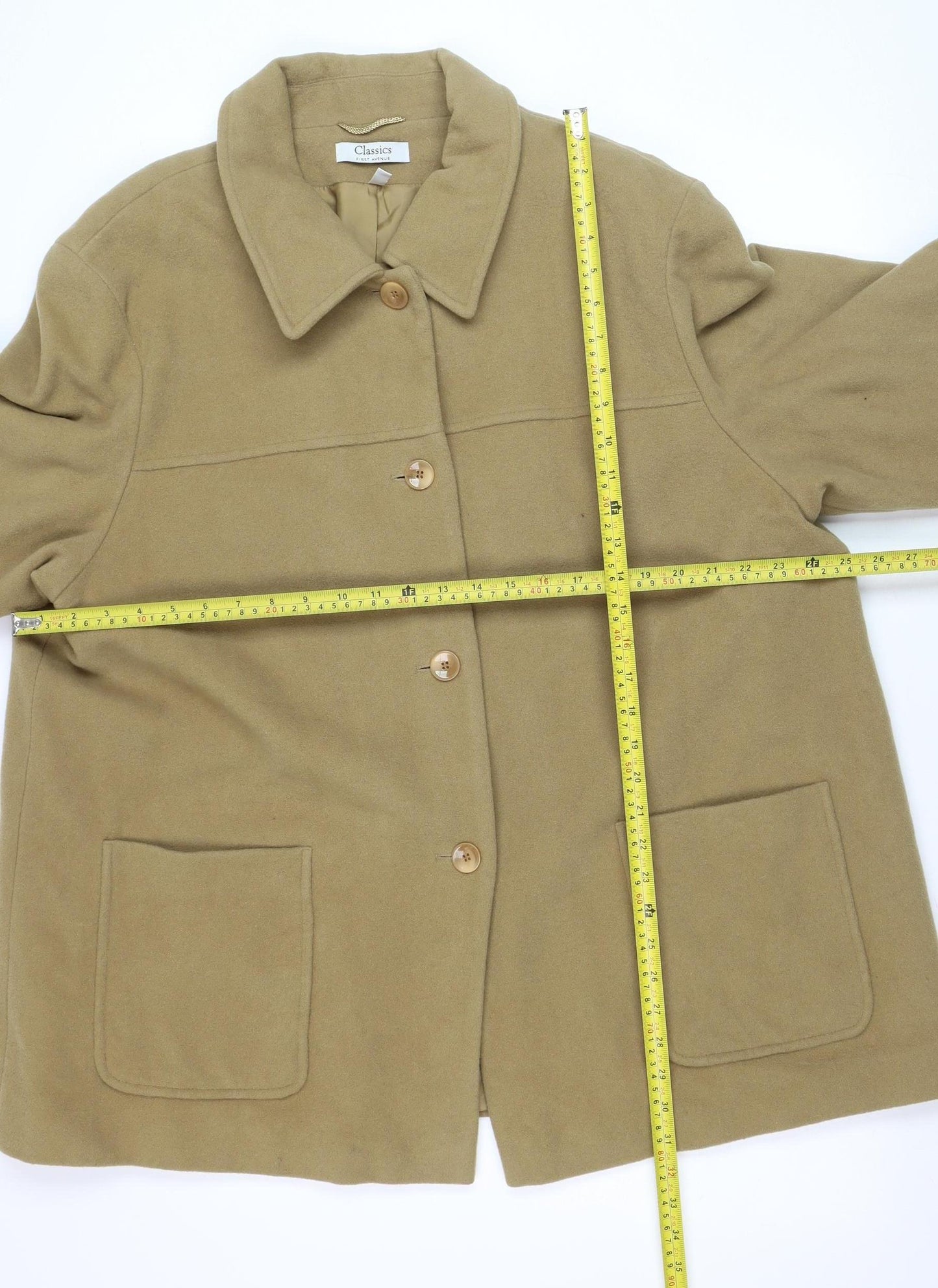 Classics First Avenue Women's Beige Wool Blend Mid-Length Coat Size 22