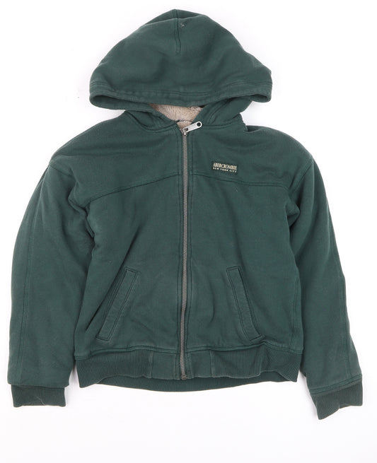 Abercrombie Kids Boys Green Hooded Fleece Lined Zip Jacket 11-12 Years