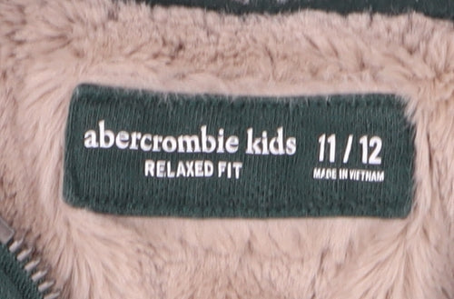 Abercrombie Kids Boys Green Hooded Fleece Lined Zip Jacket 11-12 Years