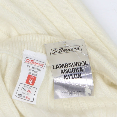 St. Bernard Women Ivory Wool Angora Knit Pencil Skirt Size 16