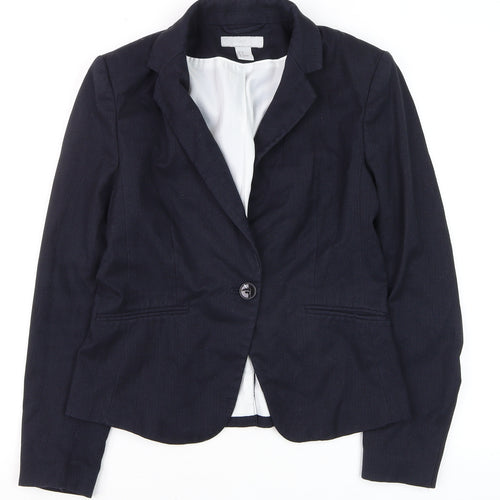 H&M Womens Blue Slim Fit Blazer Jacket Size 10 Formal Workwear