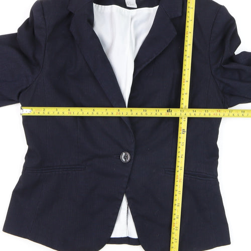 H&M Womens Blue Slim Fit Blazer Jacket Size 10 Formal Workwear