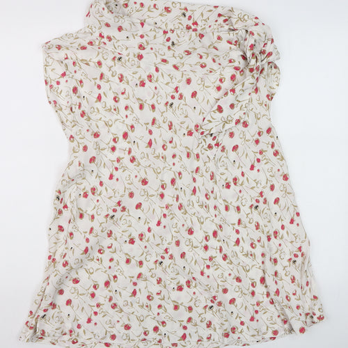 Masai Women’s Ivory Floral Sleeveless Tunic Blouse Size L Viscose