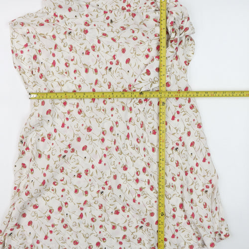 Masai Women’s Ivory Floral Sleeveless Tunic Blouse Size L Viscose