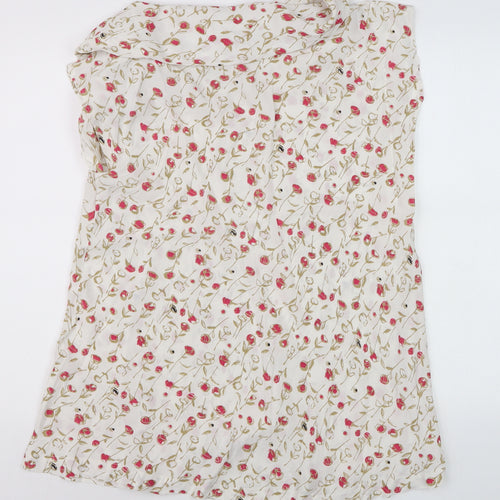 Masai Women’s Ivory Floral Sleeveless Tunic Blouse Size L Viscose