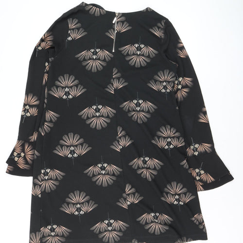 Next Women’s Black Geometric Shift Dress Size 12 Long Sleeve