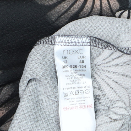 Next Women’s Black Geometric Shift Dress Size 12 Long Sleeve