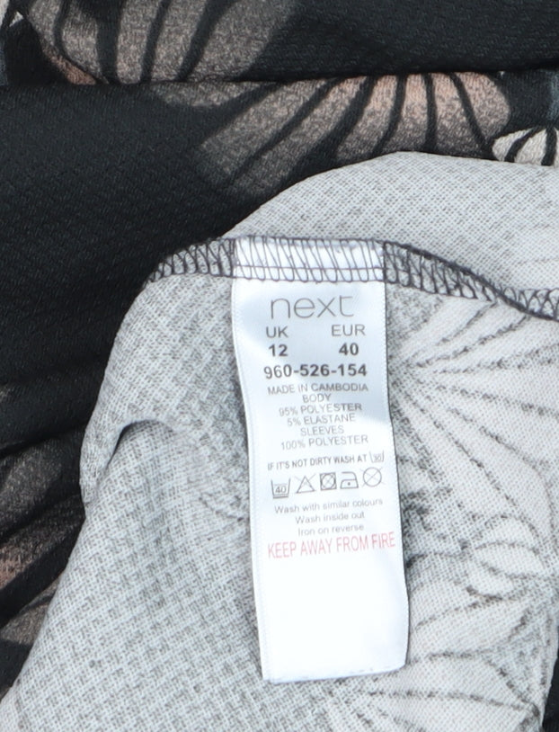 Next Women’s Black Geometric Shift Dress Size 12 Long Sleeve