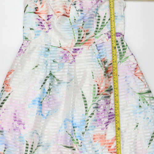 Dorothy Perkins Women's Multicoloured Floral Off Shoulder Knee Length A-Line Dress Size 12