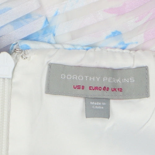 Dorothy Perkins Women's Multicoloured Floral Off Shoulder Knee Length A-Line Dress Size 12