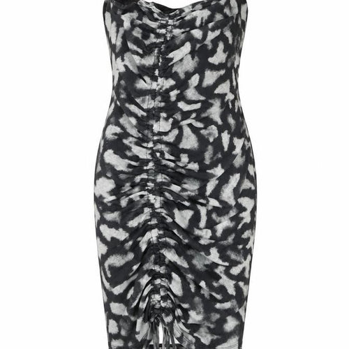 Topshop Women’s Black Animal Print Ruched Bodycon Dress UK 6
