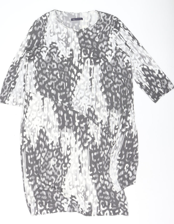 Marks and Spencer Women Grey Abstract Shift Dress Size 16