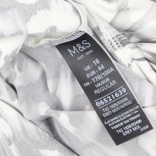 Marks and Spencer Women Grey Abstract Shift Dress Size 16