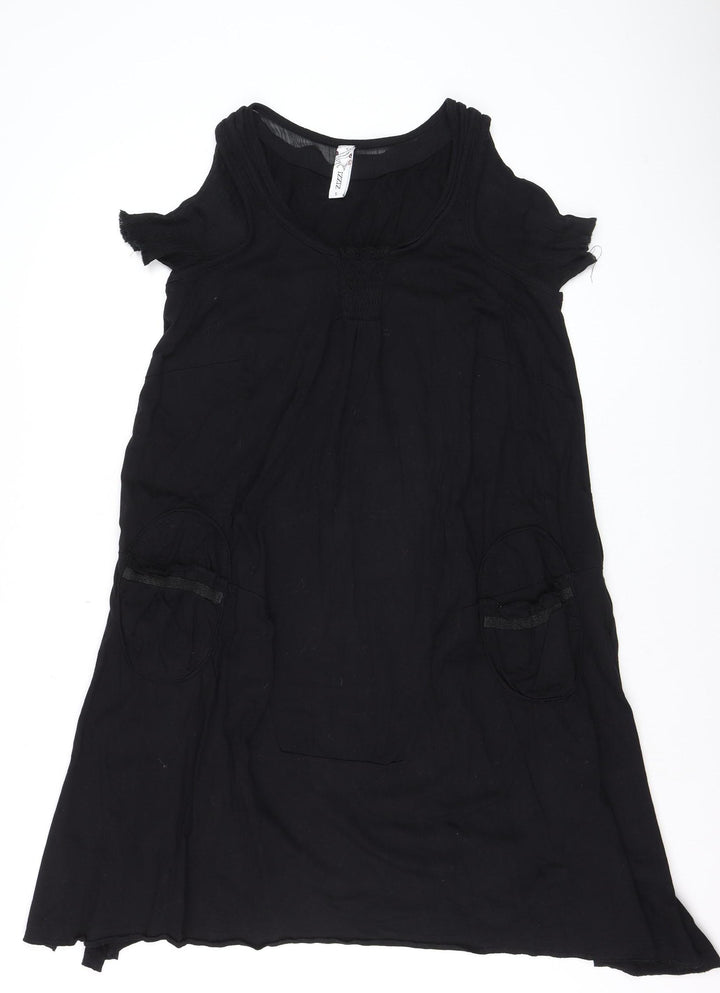 Zizzi Women's Black Cotton Shift Dress Size S Cold Shoulder Casual