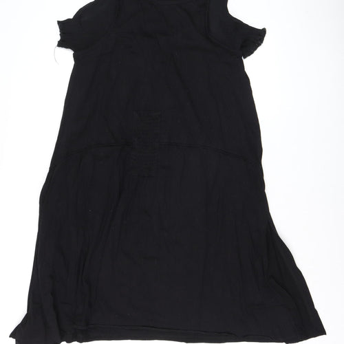 Zizzi Women's Black Cotton Shift Dress Size S Cold Shoulder Casual