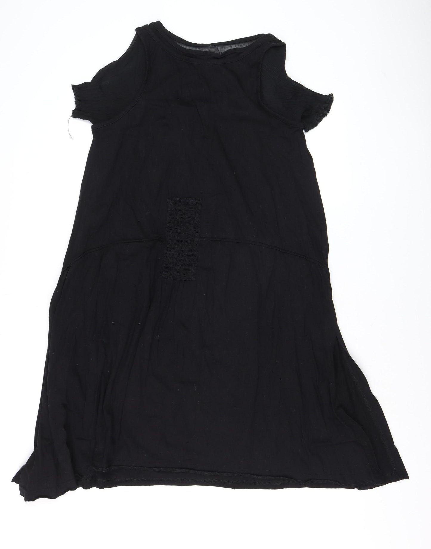 Zizzi Women's Black Cotton Shift Dress Size S Cold Shoulder Casual
