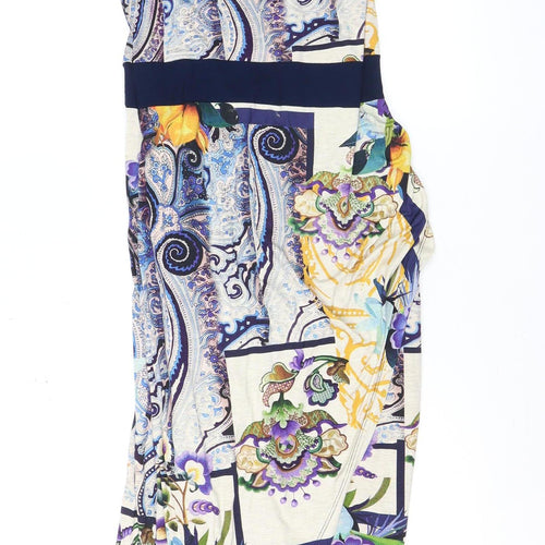 Ariana Womens Multicoloured Size 2 Bodycon Dress Short Sleeve Viscose