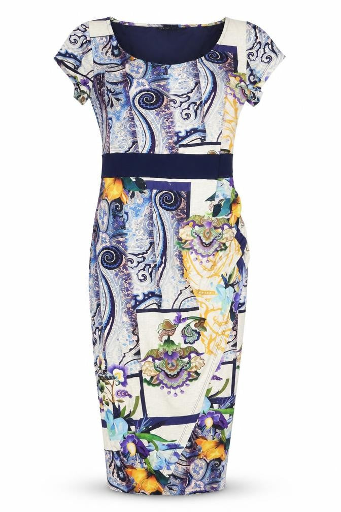 Front view of Ariana women’s multicoloured, size UK 2, bodycon dress short sleeve viscose