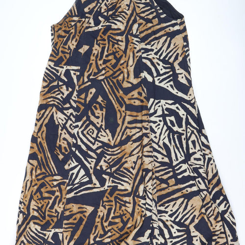 H&M Women Brown Abstract Halter A-Line Summer Dress S