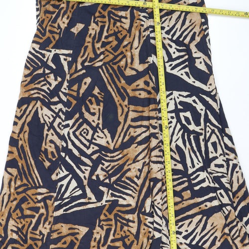 H&M Women Brown Abstract Halter A-Line Summer Dress S