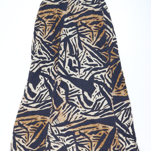 H&M Women Brown Abstract Halter A-Line Summer Dress S