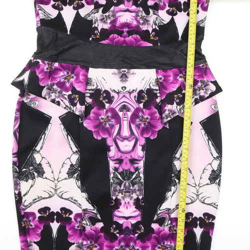 Lipsy Women’s Multicoloured Floral Strapless Bodycon Dress Size 18