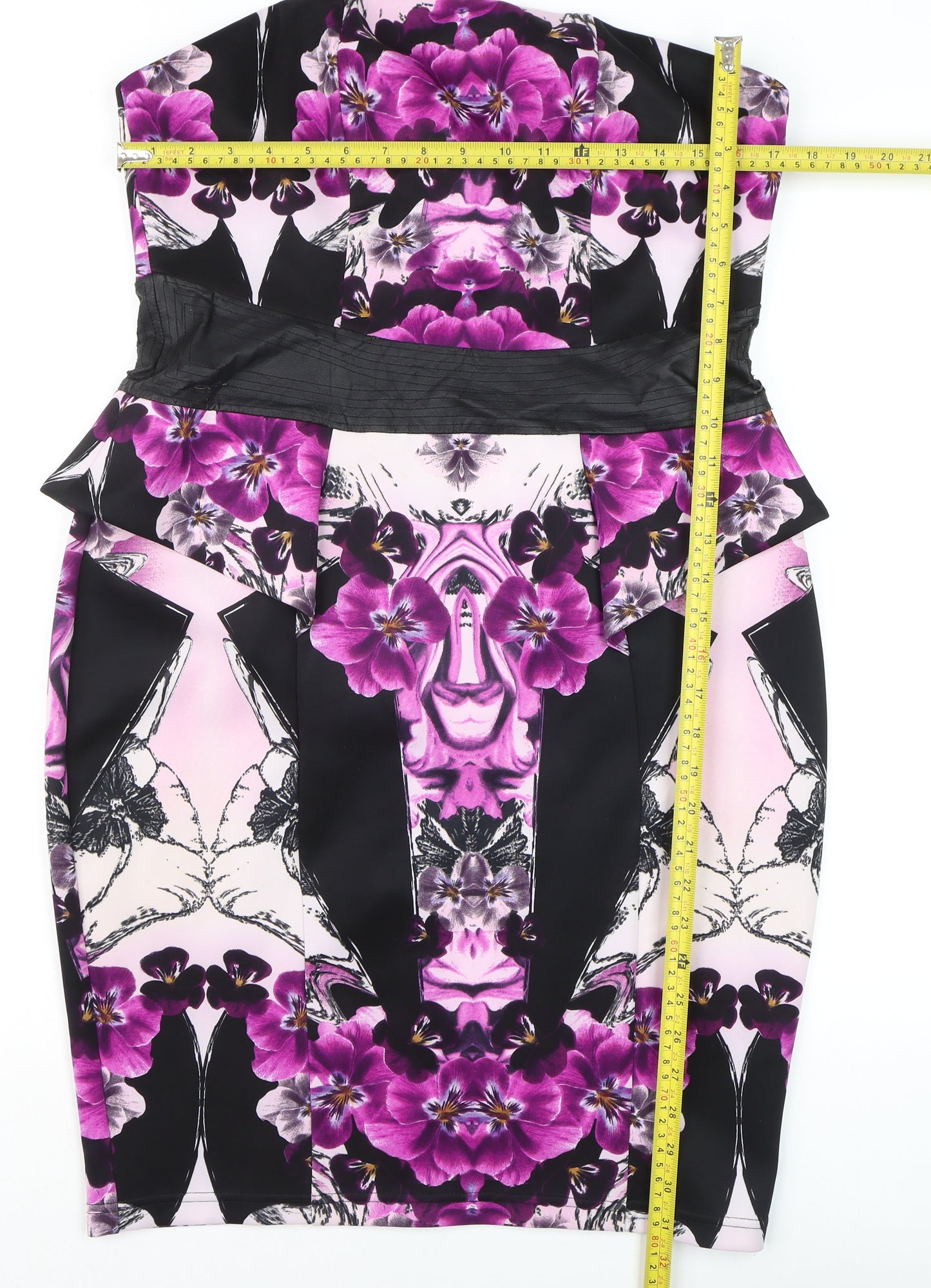 Lipsy Women’s Multicoloured Floral Strapless Bodycon Dress Size 18