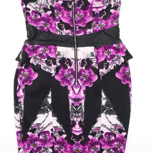 Lipsy Women’s Multicoloured Floral Strapless Bodycon Dress Size 18