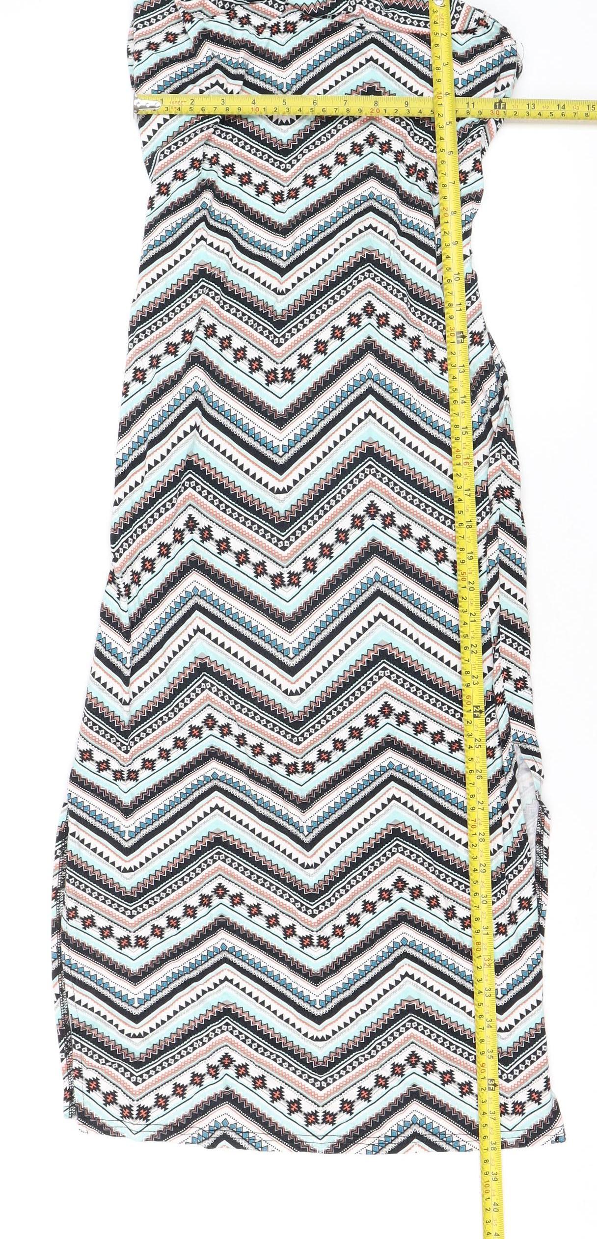 Oasis Women’s Multicoloured XS Halter Bodycon Aztec Dress