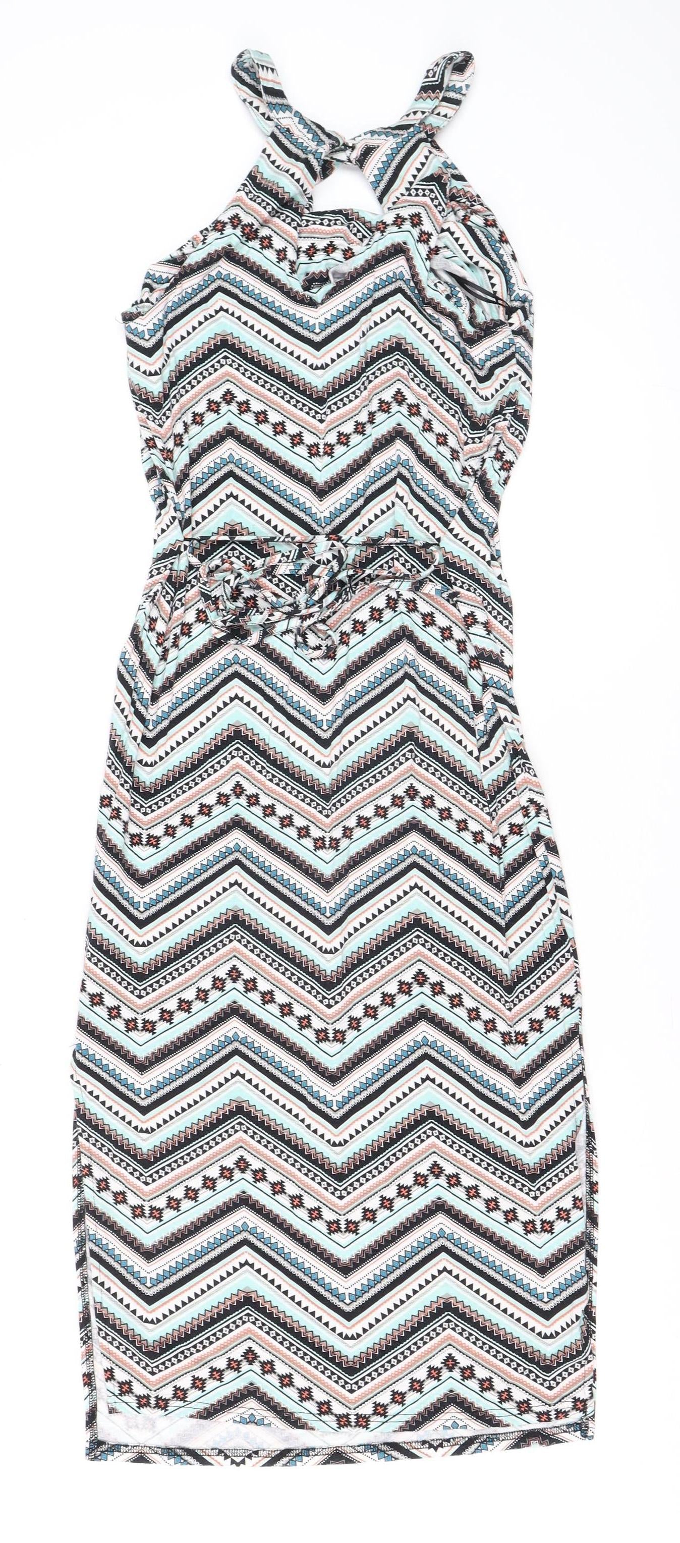 Oasis Women’s Multicoloured XS Halter Bodycon Aztec Dress