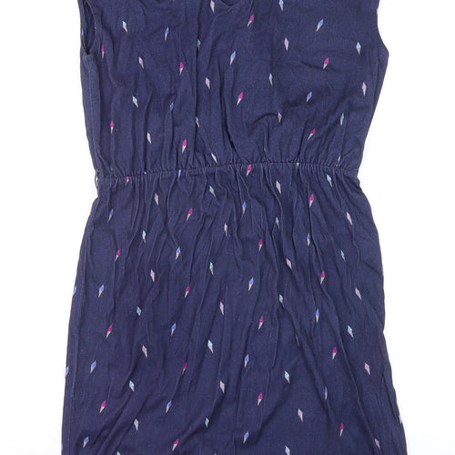 Hobbs Women Blue Geometric V-Neck Shift Dress Size S