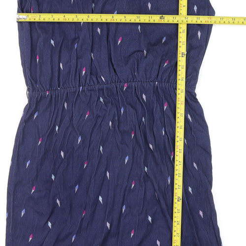 Hobbs Women Blue Geometric V-Neck Shift Dress Size S