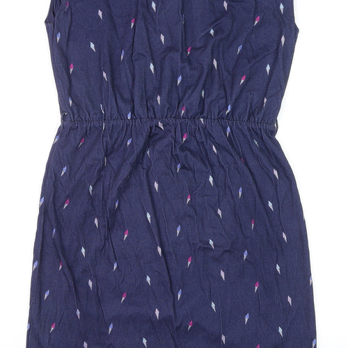 Hobbs Women Blue Geometric V-Neck Shift Dress Size S