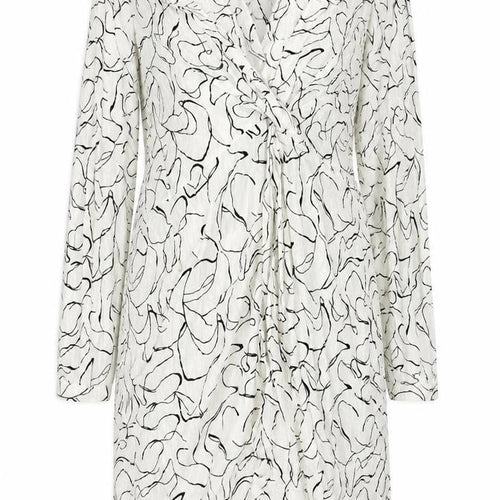 Topshop Women White Abstract Wrap Dress Size 18 Long Sleeve
