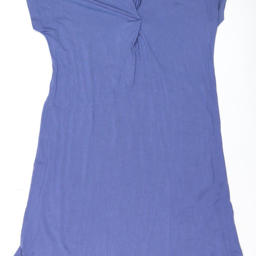 Part Two Women Blue Knee Length V-Neck Shift Dress Size S