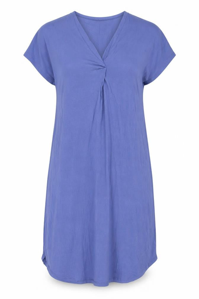 Front view of Part Two Women Blue Knee Length V-Neck Shift Dress, size S