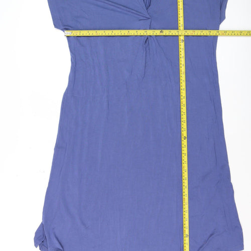 Part Two Women Blue Knee Length V-Neck Shift Dress Size S