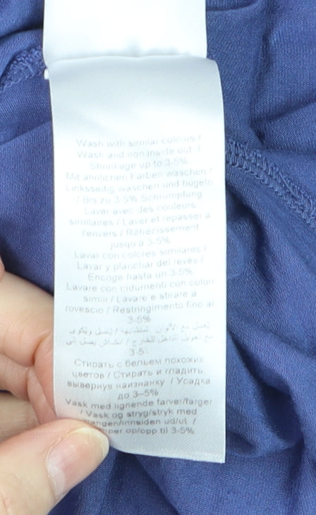 Part Two Women Blue Knee Length V-Neck Shift Dress Size S