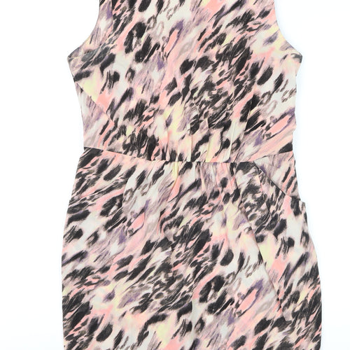Gap Women Pink Animal Print Sleeveless Pencil Dress UK 10