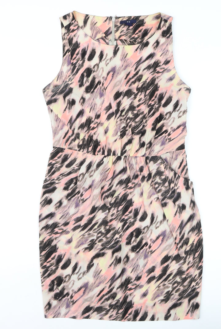 Gap Women Pink Animal Print Sleeveless Pencil Dress UK 10