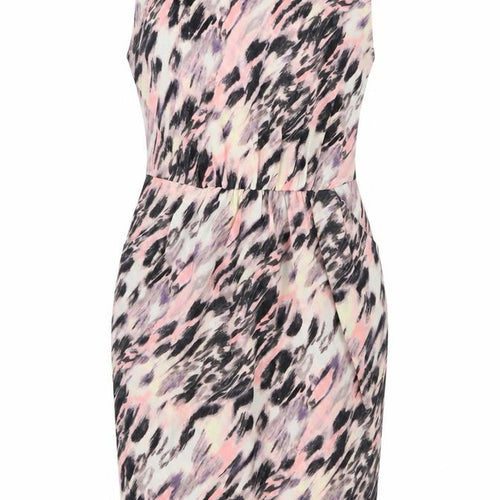 Gap Women Pink Animal Print Sleeveless Pencil Dress UK 10